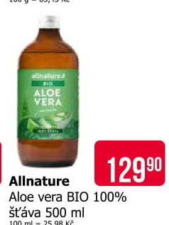 Nápoj Aloe Vera bio Allnature