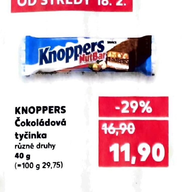 KNOPPERS Čokoládová tyčinka 40 g