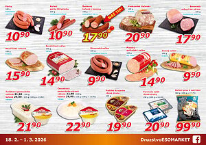 akční leták ESO MARKET 18.2.2026-1.3.2026
