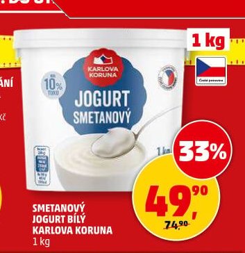 SMETANOVÝ JOGURT BÍLÝ KARLOVA KORUNA 1 kg