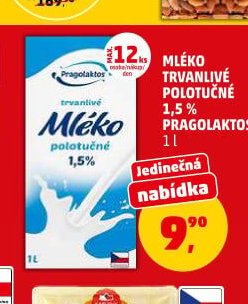 MLÉKO TRVANLIVÉ 1,5 % PRAGOLAKTOS 1 l