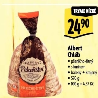 Chléb pšenično-žitný kmínový Albert