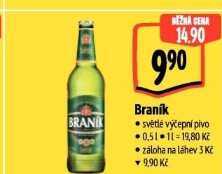 Pivo světlé výčepní 10° Braník