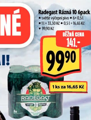 Pivo světlé výčepní Rázná 10° Radegast