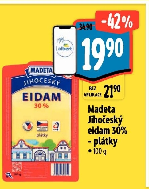 Sýr Eidam Jihočeský 30% Madeta