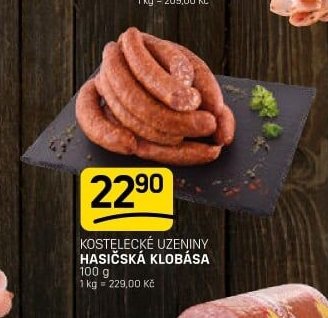 Kostelecké uzeniny hasičská klobása