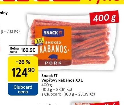 Snack !T Vepřový kabanos XXL 400 g