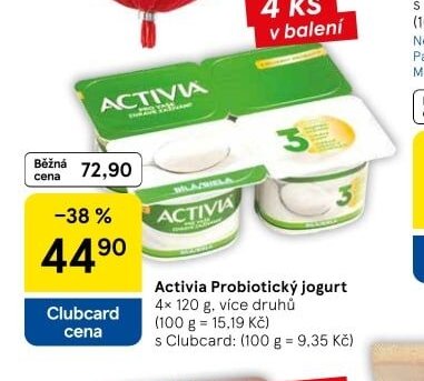 Activia Probiotický jogurt 4 x 120 g