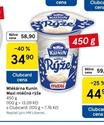 Mlékárna Kunín Maxi mléčná rýže 450 g