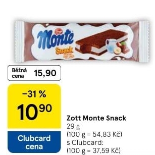 Dezert mléčný Monte Snack Zott