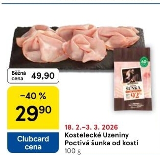 Šunka od kosti poctivá nejvyšší jakosti Kostelecké uzeniny