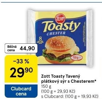 Sýr tavený plátky Toasty Zott