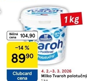 Tvaroh polotučný z Poděbrad Milko