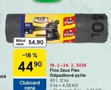 Zatahovací pytle na odpadky Zeus Flex 40 l Fino