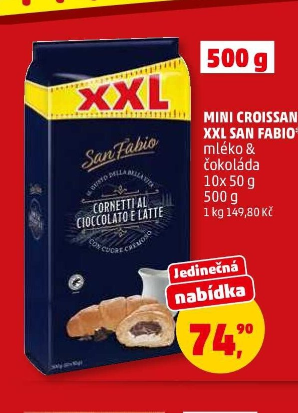 MINI CROISSANT XXL SAN FABIO mléko & čokoláda 500 g