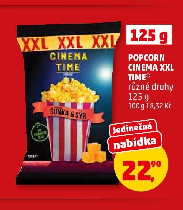 POPCORN CINEMA XXL TIME různé druhy 125 g