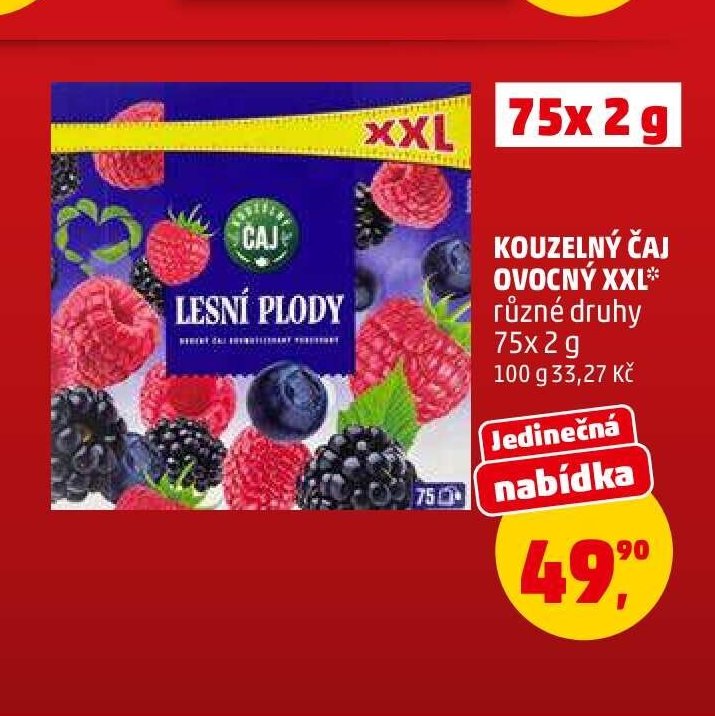 KOUZELNÝ ČAJ OVOCNÝ XXL různé druhy 75x 2 g