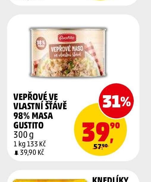 VEPŘOVÉ VE VLASTNÍ ŠŤÁVĚ 98% MASA GUSTITO