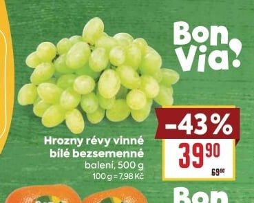 Hrozny révy vinné bílé bezsemenné