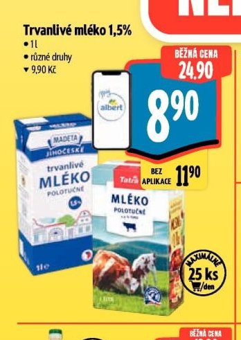 Trvanlivé mléko 1,5%