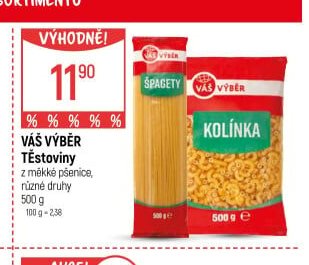 VÁŠ VÝBĚR Těstoviny