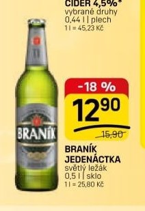 BRANÍK JEDENÁCTKA světlý ležák 0,5 l sklo - FLOP TOP akcniletaky.com