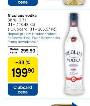 Nicolaus vodka 38 %, 0,7 l