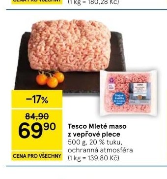 Tesco Mleté maso z vepřové plece