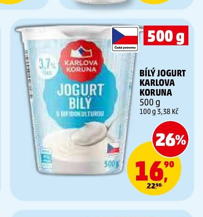BÍLÝ JOGURT KARLOVA KORUNA 500 g