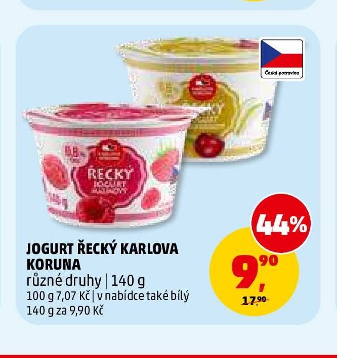 JOGURT ŘECKÝ KARLOVA KORUNA různé druhy 140 g
