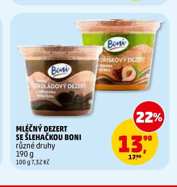MLÉČNÝ DEZERT SE ŠLEHAČKOU BONI různé druhy 190 g