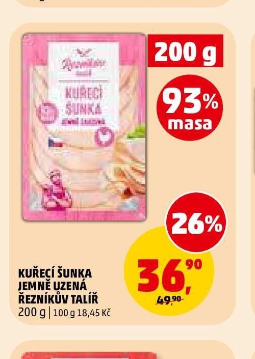 Kuřecí šunka jemně uzená Řezníkův talíř 200 g