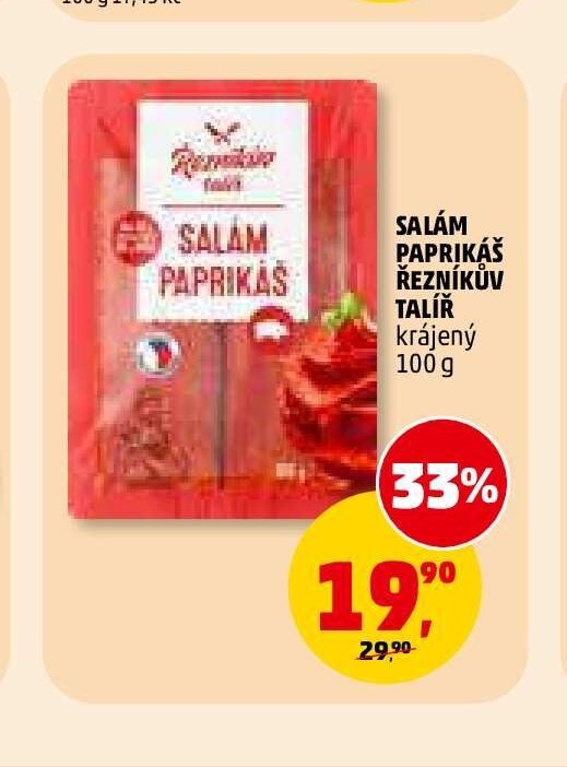 Salám Paprikáš Řezníkův talíř krájený 100 g