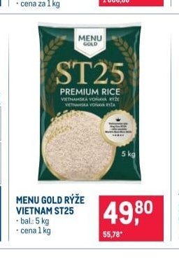 MENU GOLD RÝŽE VIETNAM ST25