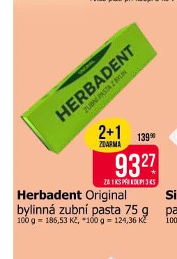 Herbadent Original bylinná zubní pasta 75 g