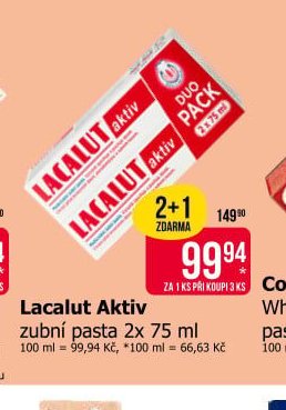 Lacalut Aktiv zubní pasta 2x 75 ml