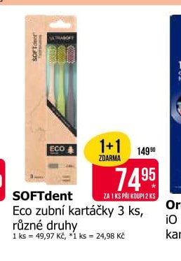 SOFTdent Eco zubní kartáčky 3 ks, různé druhy