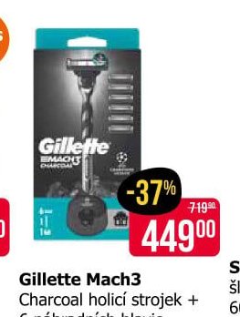 Gillette Mach3 Charcoal holicí strojek + 6 náhradních hlavic