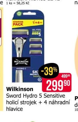 Wilkinson Sword Hydro 5 Sensitive holicí strojek + 4 náhradní hlavice