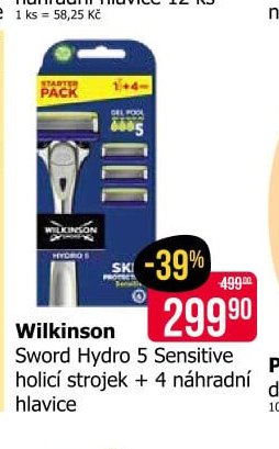 Wilkinson Sword Hydro 5 Sensitive holicí strojek + 4 náhradní hlavice