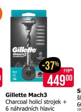Gillette Mach3 Charcoal holicí strojek + 6 náhradních hlavic - Teta drogerie akcniletaky.com