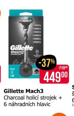 Gillette Mach3 Charcoal holicí strojek + 6 náhradních hlavic