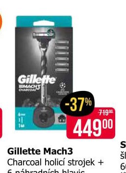 Gillette Mach3 Charcoal holicí strojek + 6 náhradních hlavic
