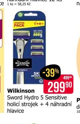 Wilkinson Sword Hydro 5 Sensitive holicí strojek + 4 náhradní hlavice