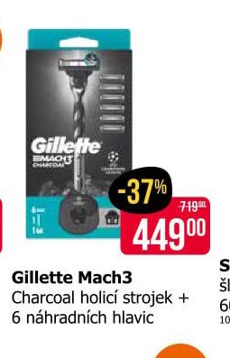 Gillette Mach3 Charcoal holicí strojek + 6 náhradních hlavic