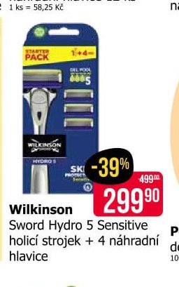 Wilkinson Sword Hydro 5 Sensitive holicí strojek + 4 náhradní hlavice