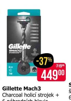 Gillette Mach3 Charcoal holicí strojek + 6 náhradních hlavic