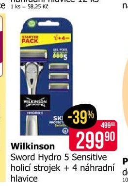 Wilkinson Sword Hydro 5 Sensitive holicí strojek + 4 náhradní hlavice