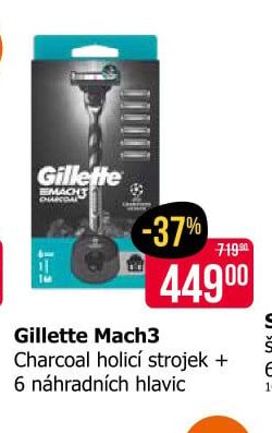 Gillette Mach3 Charcoal holicí strojek + 6 náhradních hlavic