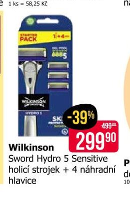 Wilkinson Sword Hydro 5 Sensitive holicí strojek + 4 náhradní hlavice